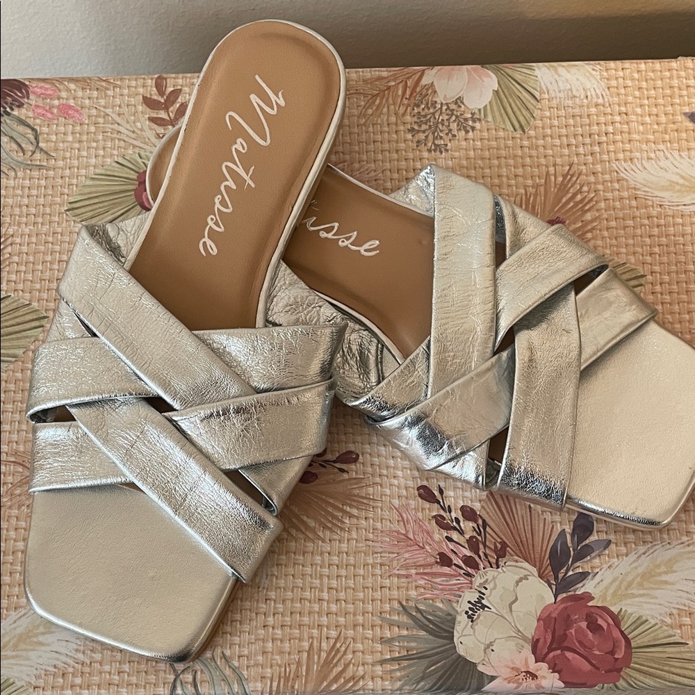 Matisse Metallic Silver Slide Sandals
